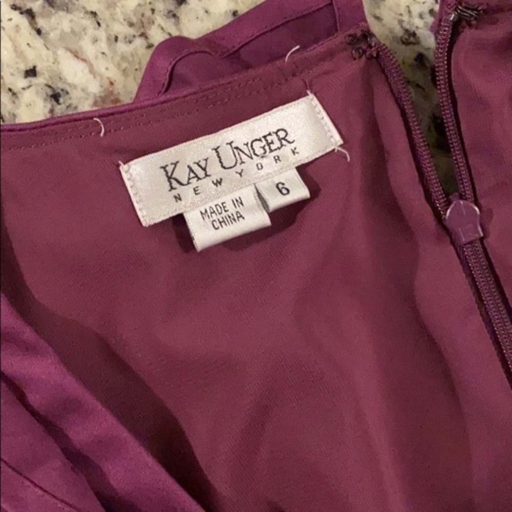 Kay Unger purple ruffle collar flare dress T8 - Picture 10 of 12